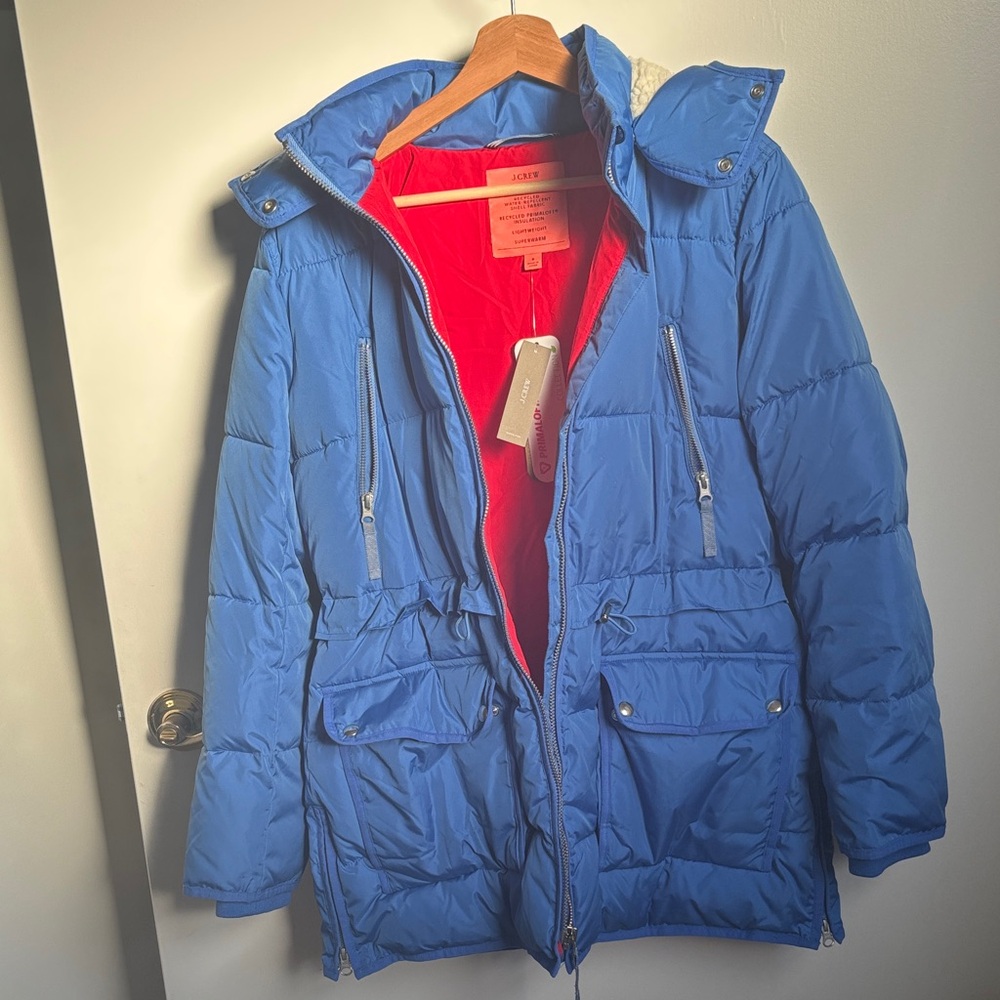 J Crew Blue Chateau Puffer Jacket NWT